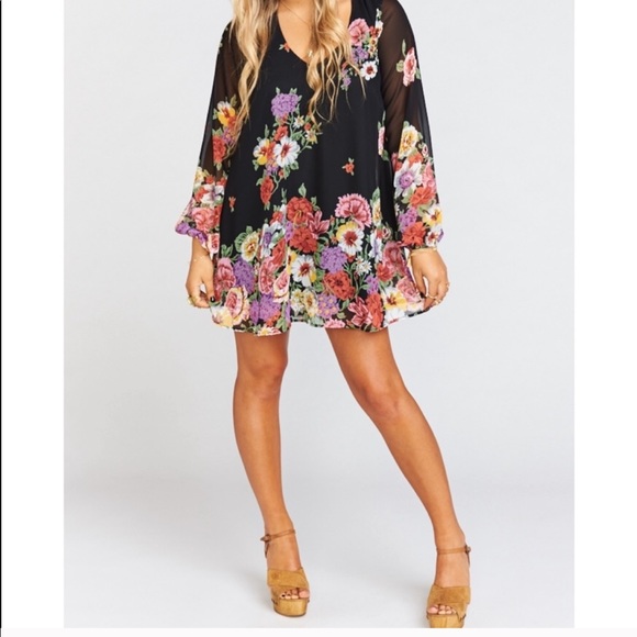 NWT SMYM MuMu Bombshell Dress Mini in Falling Floral Babydoll Flowy Small - Picture 3 of 11